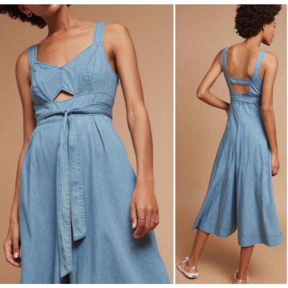 HOLDING HORSES Pants - Anthropologie Holding Horses Denim Cutout Jumpsuit Size 6